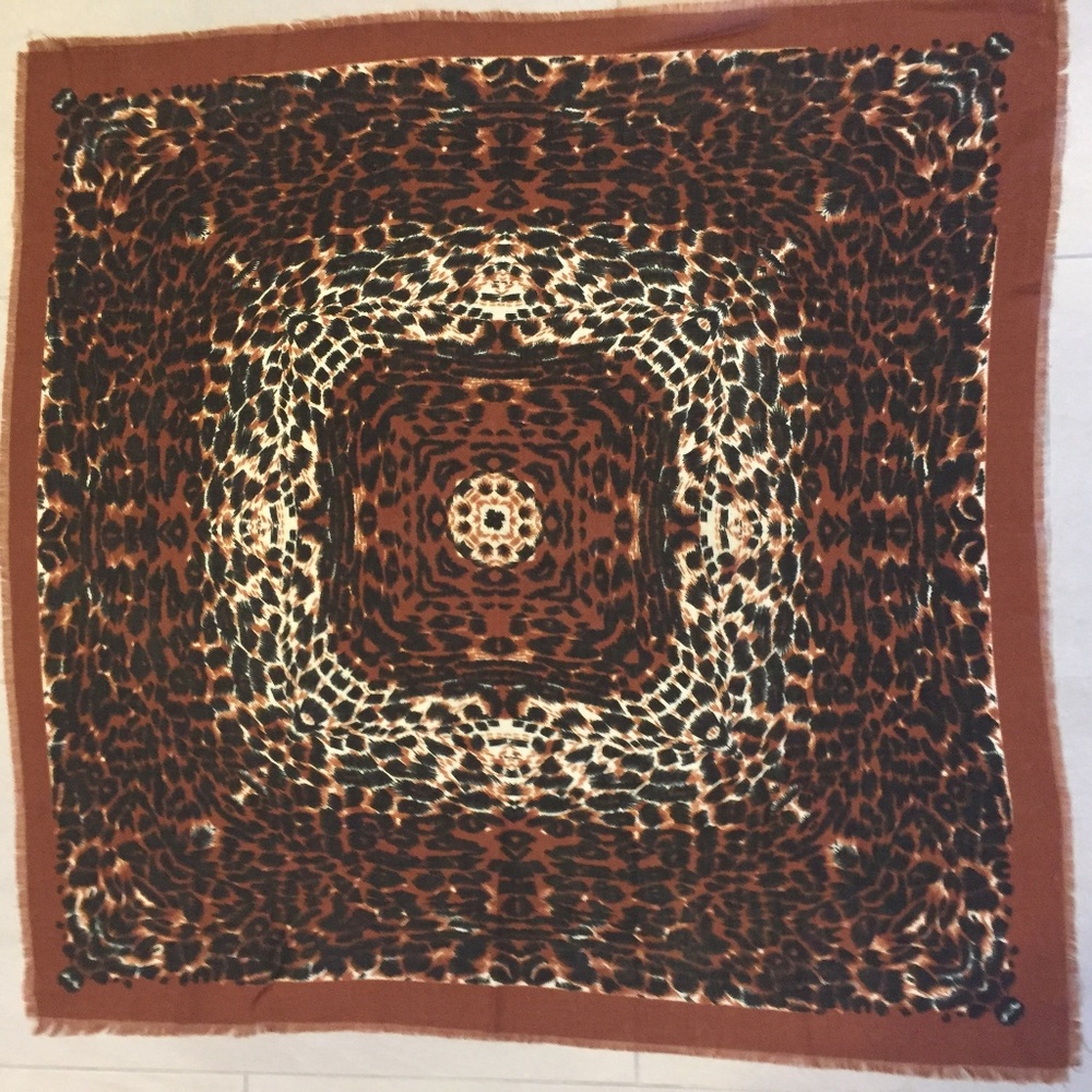 Leopard Animal Spotted Dark Brown Large Scarf